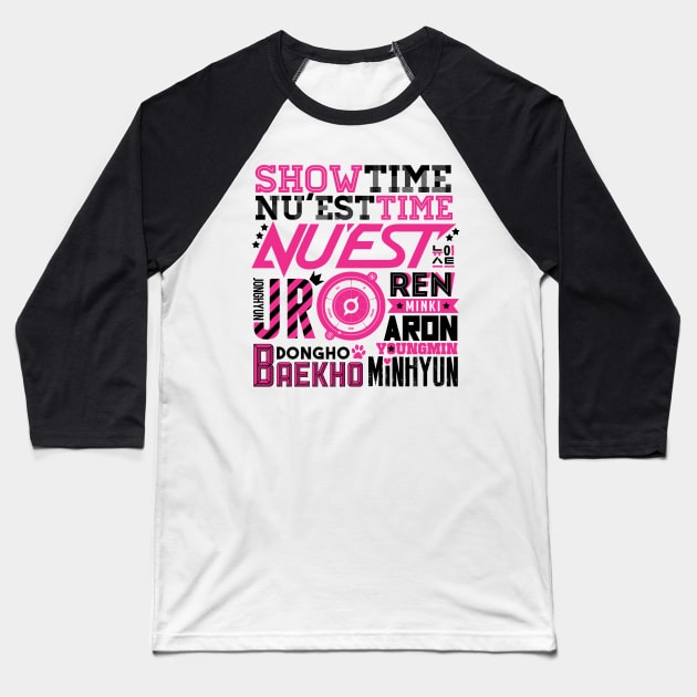 NU'EST Font Collage Baseball T-Shirt by skeletonvenus